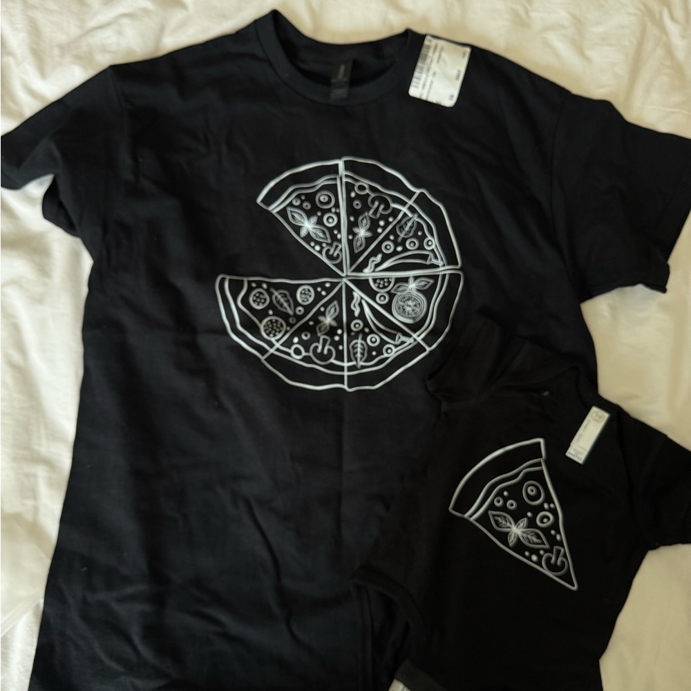 Pizza 🍕 Baby Black Matching T-Shirt and Onesie Set